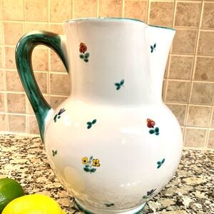 VTG Gmundner Keramik Austria Scattered Blooms Floral Ceramic Jug Pitcher 110 Oz